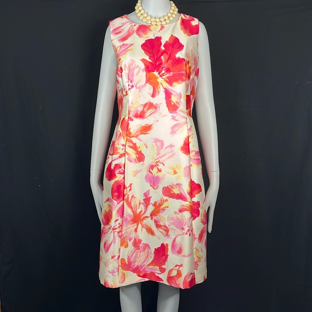 Gorgeous Anne Klein Floral Sleeveless Silk Dress